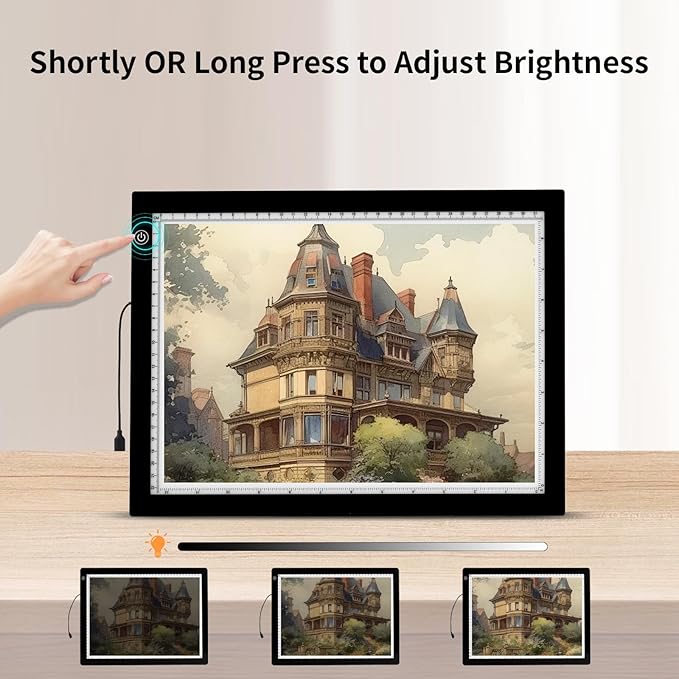 A4 LED Light Box for Tracing, elice Artist Drawing Lightbox Light Table Light Pad Light Copy Board, Up to 8000 Lux Super Bright Lightpad for Cricut Weeding Vinyl, Diamond Painting, Sketching (Black)-CubbioJoy