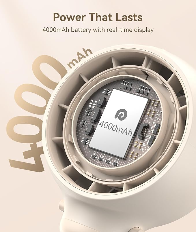 Dreamegg Portable Stroller Fan - 4000mAh Rechargeable Baby Stroller Fan With LED Display, Night Light, Hidden Blade, Detachable 4 Speed 360°Rotate, Handheld Cooling for Crib,Travel, Car Seat, Bedroom-CubbioJoy