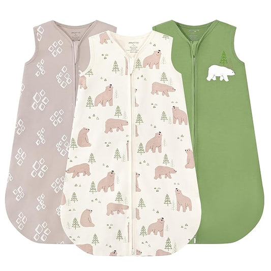 JELLYMONI Baby Sleep Sack 6-12 Months, 100% Cotton 3 Pack 0.5 TOG Baby Wearable Blanket Infant Sleep Sack with 2-Way Zipper Newborn Sleep Sacks-CubbioJoy