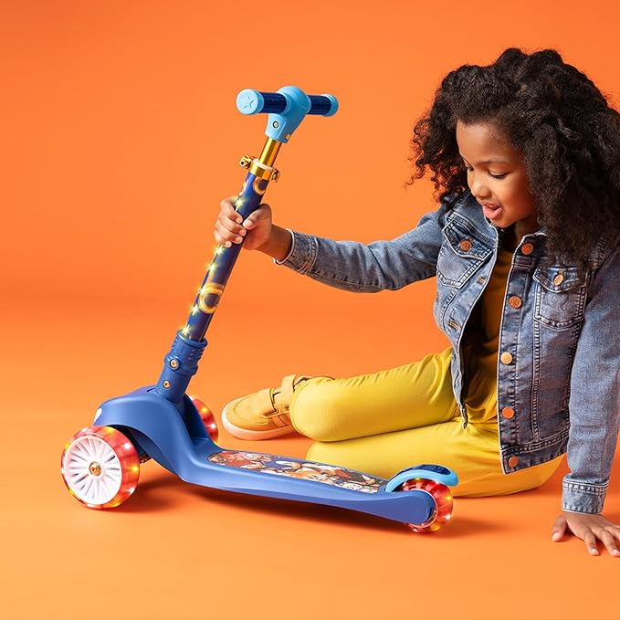 Jetson Character Kids Kick Scooter, LED Lights on Stem & Light-Up Wheels, Lightweight Frame, Height-Adjustable Handlebar, Lean-to-Steer System, Easy-Fold Mechanism-CubbioJoy