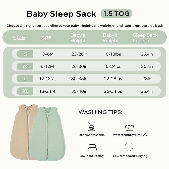 JELLYMONI Fleece Baby Sleep Sack 18-24 Months, 2 Pack 1.5 TOG Baby Wearable Blanket Winter Infant Sleeping sack with 2-Way Zipper, Warm Toddler Sleep Sack-CubbioJoy