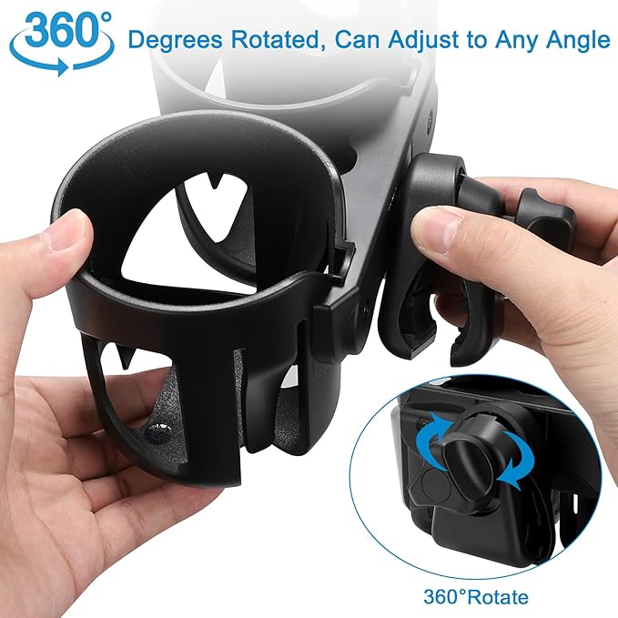 Accmor Universal Cup Holder, Stroller Cup Holder, 360° Rotatable Large Caliber Designed Bottle Holder for Stroller, Bike, Wheelchair, Walker, Scooter-CubbioJoy