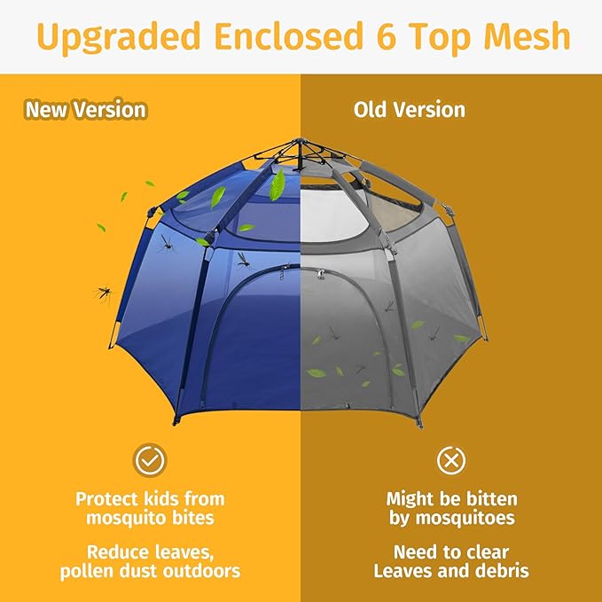 Alvantor Baby Playpen Play Yard 84"x84"x44”Large Kids Tents Pop Up Play Tent Indoor Outdoor Playhouse for Babies Toddlers Children Camping Playground Beach, 36-96 Months, Navy-CubbioJoy