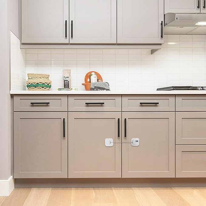 Cabinet Locks with Combination,Drawer Lock,Child Proof Refrigerator Lock,Child Safety Locks for Cabinets (White 4pcs)-CubbioJoy