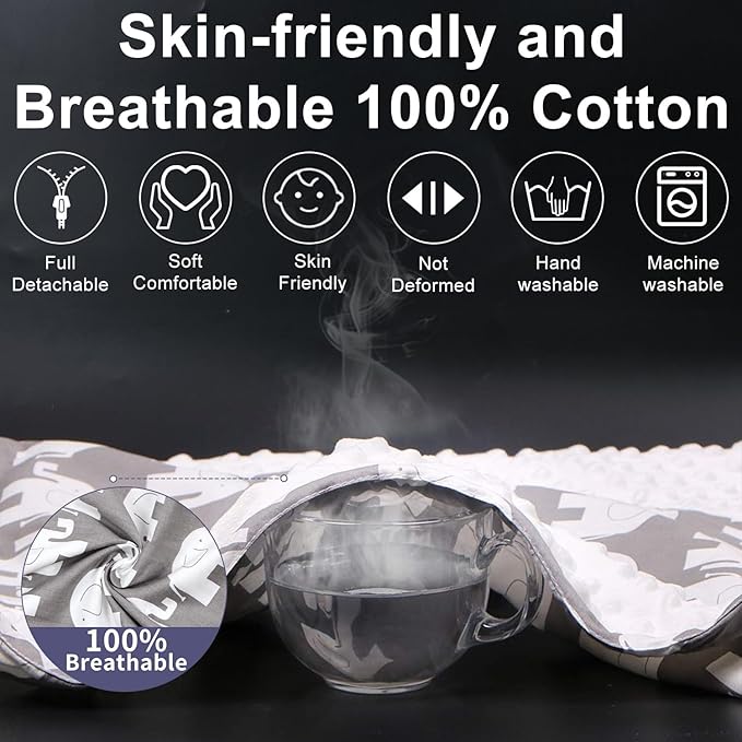 Baby Lounger | Organic Cotton Infant Lounger | Reversible, Adjustable & Portable Floor Lounger | Soft, Breathable, Washable Cover-CubbioJoy