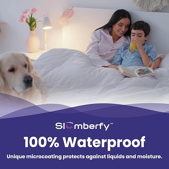 Cal King Size Waterproof Bamboo Mattress Encasement by Slumberfy - Premium Skin-Safe Mattress Protector with 360° EZ Zipper, Lab-Tested Bed Bug, Zippered Encasement (72x84 in)-CubbioJoy