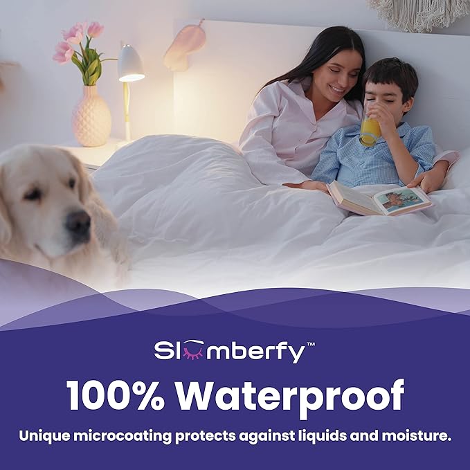 Cal King Size Waterproof Bamboo Mattress Encasement by Slumberfy - Premium Skin-Safe Mattress Protector with 360° EZ Zipper, Lab-Tested Bed Bug Protection, Zippered Encasement (72x84 in)-CubbioJoy