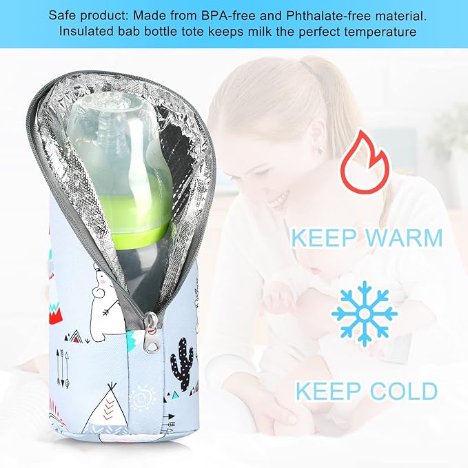 Accmor Baby Bottle Tote Bags, Insulated Breastmilk Cooler Bag, Nursing Bottle Warmer Bag for Nursing Mom Daycare Travel-CubbioJoy