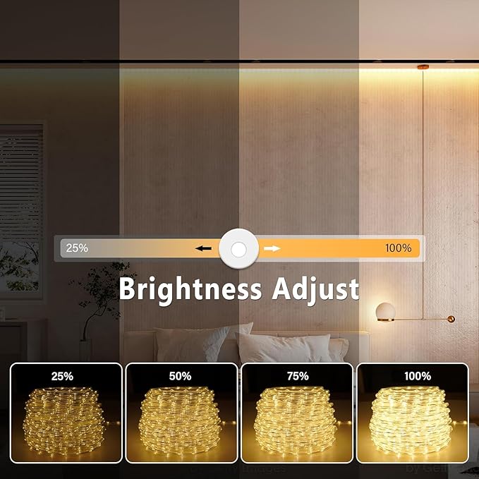 Connectable Outdoor Rope Lights, 50ft 600 LED Warm White Strip Light Plug in for Indoor with Waterproof 8 Modes, Outdoor String Lights for Camping, Garden, Backyard, Patio, Deck, Pool, Tree Décor-CubbioJoy