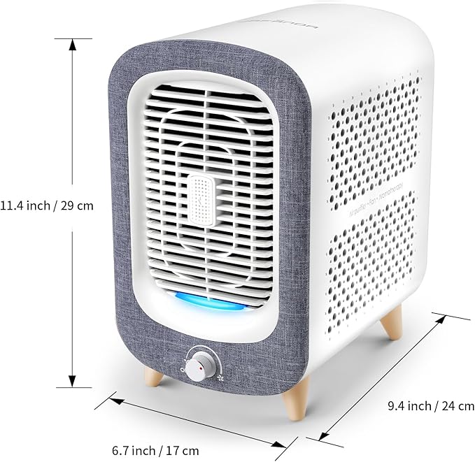 Jafanda Air Purifier for Home Bedroom 780sq ft, HEPA & Activated Carbon, Air Cleaner with Fragrance Sponge & Nightlight for Smoke, Allergies, Dust, Odor, VOC, Pet Dander, Pollen, Office, Desktop,Grey-CubbioJoy