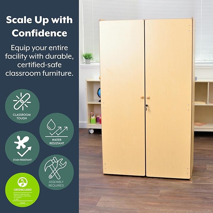 Angeles Value Line Teacher's Storage Cabinet, Classroom Shelves and Daycare Furniture, Lockable Storage Cabinet, 36" L x 19" W x 63" H-CubbioJoy