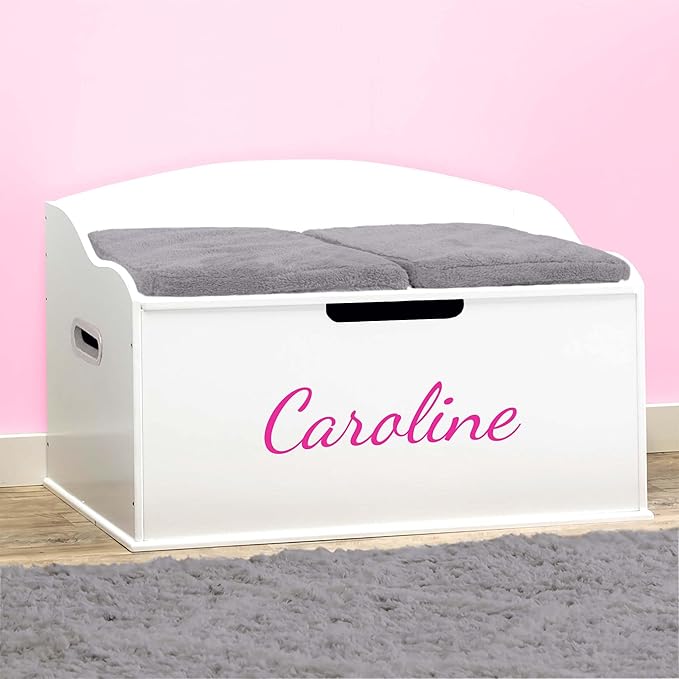 DIBSIES Personalized Creative Wonders Toy Box, Signature Series for Girls, 30 x 19.25 x 18 inches, Soft-Close Lid (White)-CubbioJoy