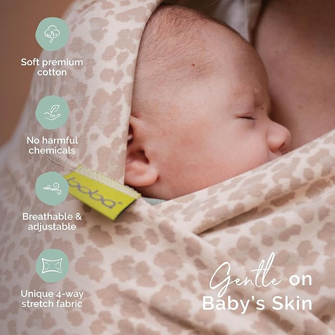 Boba Baby Wrap Carrier – Original Baby Sling Carrier for Newborns (7–35 lbs), Soft, Secure, Hands-Free & Ergonomic, Ideal for Comfortable Bonding, New Parents (Sand Leopard)-CubbioJoy