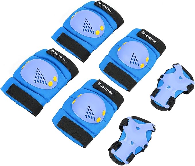 BOSONER Kids/Youth Knee Pads Elbow Pads Wrist Guards Set for 3-15 Years, Child Protective Gear Set for Roller Skates, Cycling, BMX Bike, Skateboard, Inline Skating, Scooter Riding Sports…-CubbioJoy