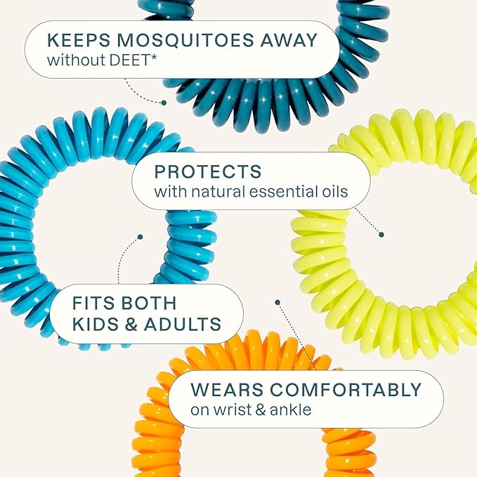 Cliganic 20 Pack Mosquito Repellent Bracelets for Adults & Kids - Natural DEET-Free Bands, Individually Wrapped-CubbioJoy