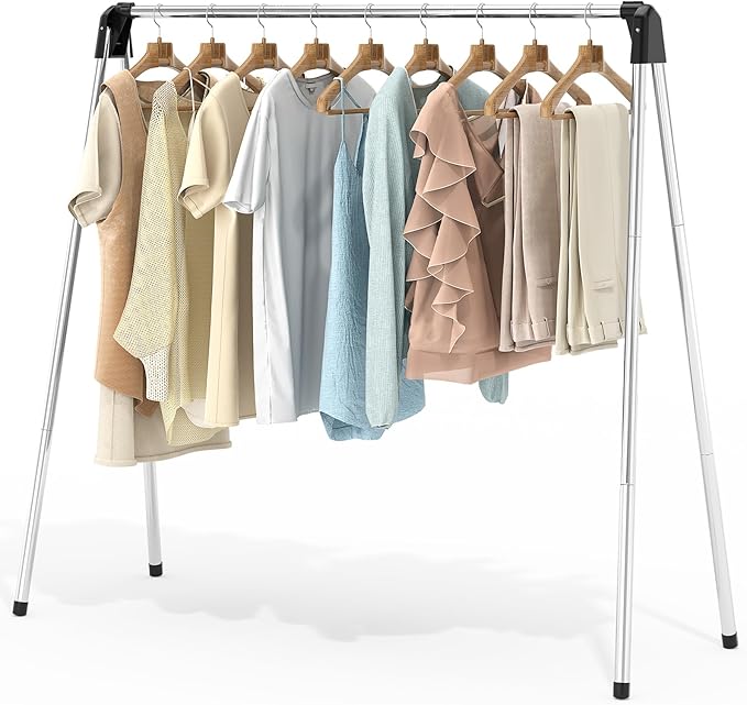 APEXCHASER Foldable Clothes Drying Rack, 55'' Collapsible Laundry Clothes Airer Width Heavy Duty Hanger for Sweaters Baby Clothes Towels Portable Indoor Outdoor for Home Travel-CubbioJoy