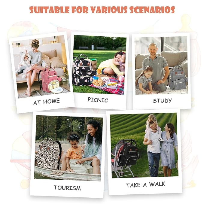 Baby Diaper Bag Backpack, Travel Diaper Bags for Babys Girl Boy Large Capacity Baby Bag Backpack for Women Pink-CubbioJoy