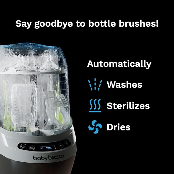 Baby Brezza Bottle Washer Pro - Baby Bottle Washer, Sterilizer + Dryer - All in One Machine Cleans Bottles, Pump Parts, & Sippy Cups - Replaces Hand Washing, Bottle Brushes and Drying Racks-CubbioJoy