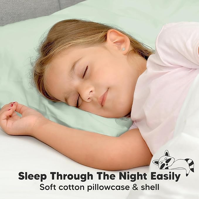 KeaBabies Toddler Pillow with Pillowcase, Jumbo 14X20 - Soft Organic Cotton Toddler Pillows for Sleeping - Machine Washable - Perfect for Travel, Toddler Bed Set (Sage)-CubbioJoy