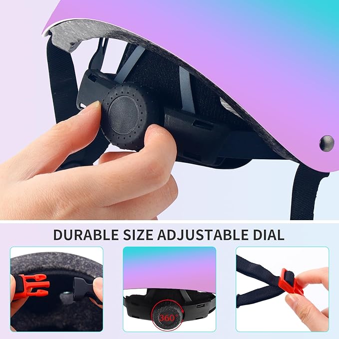 Adjustable Kids Bike Helmet with Knee & Elbow Pads Set, Color Gradient Design for Boys and Girls Aged 3-14+, for Skateboarding, Scooter, Roller & Inline Skating, Longboard-CubbioJoy