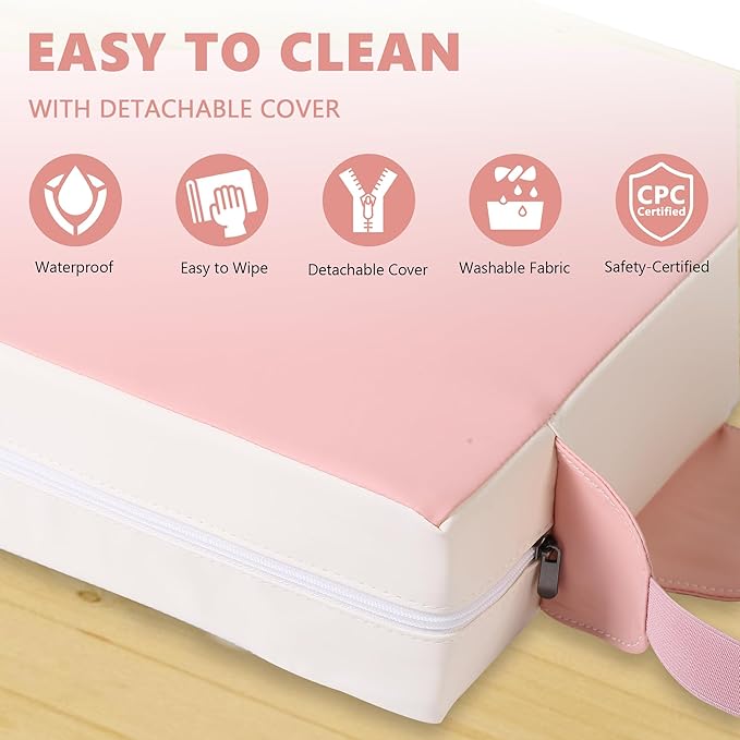 Booster Seat for Kitchen Chair with Adjustable Straps, Toddler Booster Seats for Dining Table Portable for Travel Camping Eating, Booster Cushion for Table for Baby Child Infant Kid Boy Girl-CubbioJoy