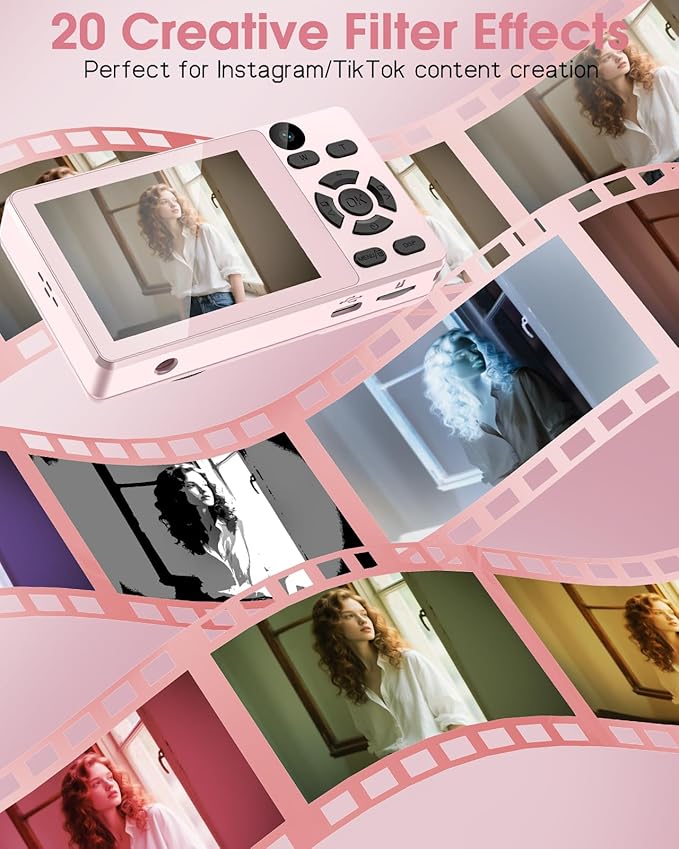 Digital Camera with Front Rear Lens, Autofocus 64MP 4K Camera for Photography with 32GB Card, Portable Compact Point and Shoot Camera for Teens Adult Beginner with Metal Shell, 2000mAh Battery-CubbioJoy