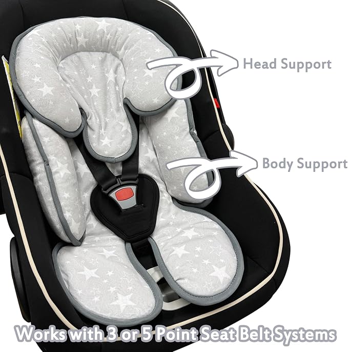 Infant Car Seat Insert, 2 in 1 Reversible Baby Car Seat Head & Body Support Cushion Pillow for Newborn,Soft Newborn Carseat Head Support Pad for Carseats, Strollers, Swings, Bouncers-CubbioJoy