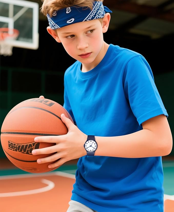 Kids Analog Watch Boys Girls, 30M Waterproof, Sports Watch for Boys, Easy to Read Children's Thin Dial Wrist Watches with Soft Band, for Ages 5-15 Kids Great Birthday Gifts Christmas Day-CubbioJoy