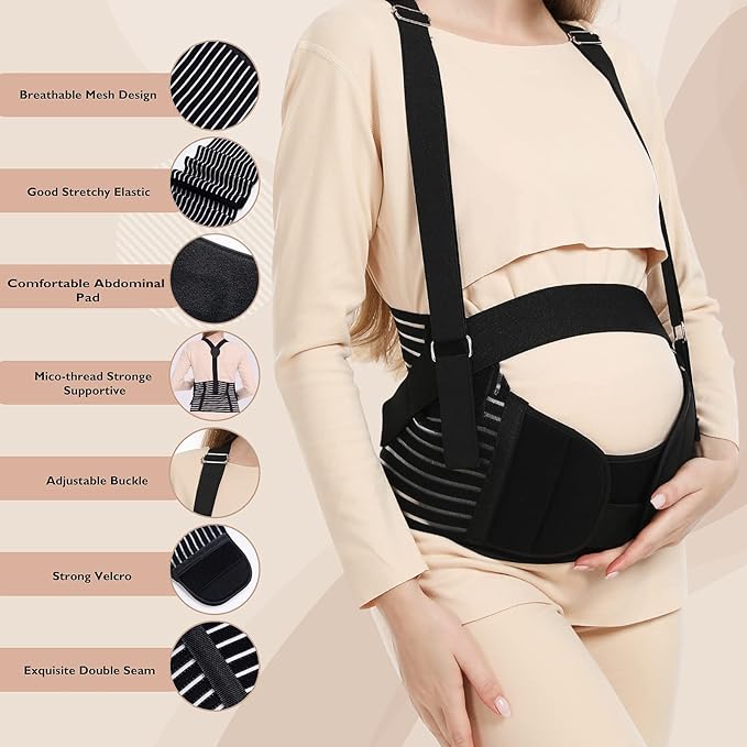 Belly Bands For Pregnant Women - Maternity Belt Pregnancy Support - Breathable Abdominal Binder, Back Support, Multiple Sizes And Colors For All Stages Of Pregnancy & Postpartum-CubbioJoy