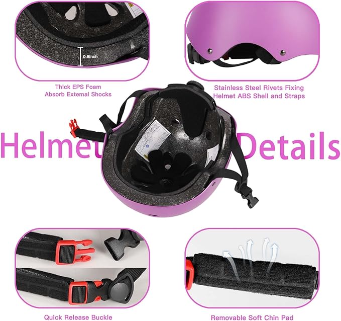 Kids Bike Helmet Set Adjustable Helmet for Ages 3-15 Kids Toddler Boys Girls Youth, Multi-Sport Bicycle Skateboarding Football Rollerskating Scooter Rollerblade Balance Bike Helmets-CubbioJoy