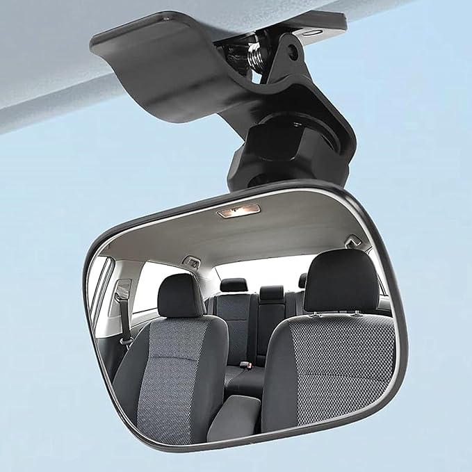 Car Interior Rearview Baby Mirror, Universal Wide Angle Convex Mirrors Clip On Mirror for Infant Toddler Child Backseat, 360° Freely Adjustable. (Black)-CubbioJoy