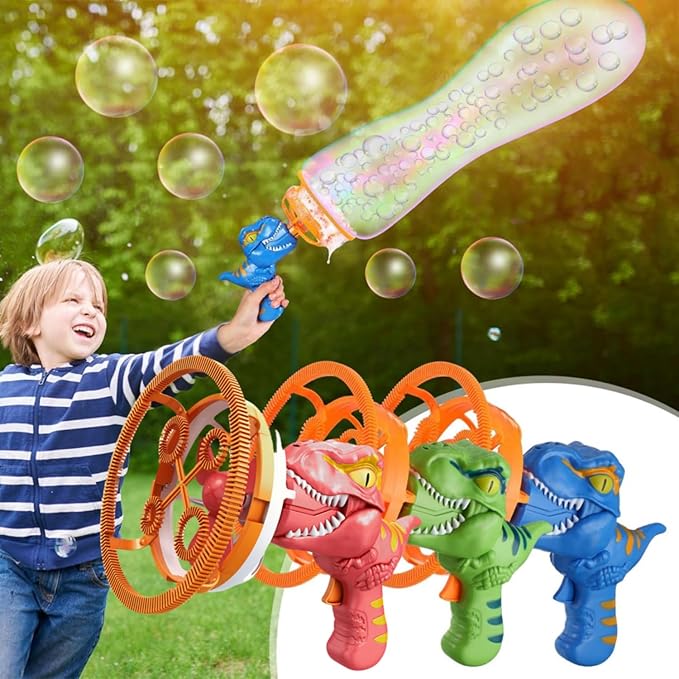 Dino Bubble Gun Bubble Machine for Dinosaur Bubble Blower Toy for Kids and Toddlers Bubble in Bubble Gun Party Favors Birthday for 3 4 5 6 7 8 9 10+Years Old Boys and Girls (Green)-CubbioJoy