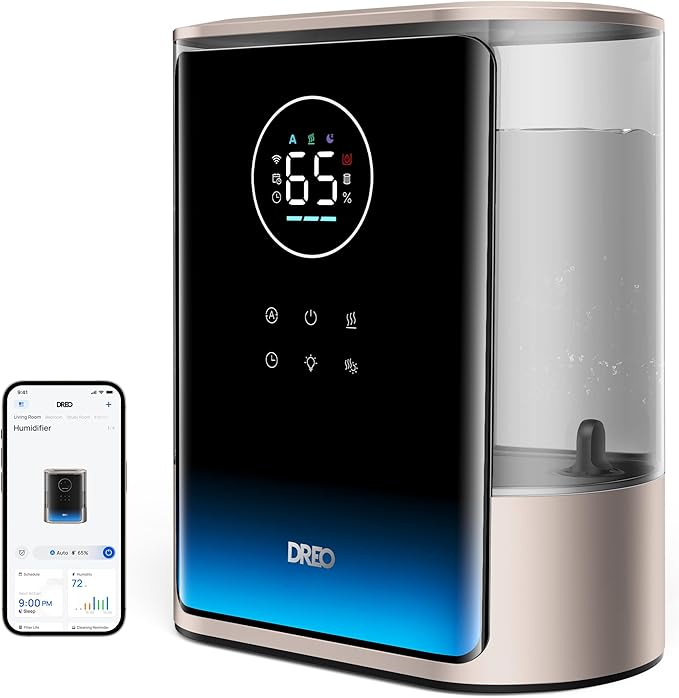 Dreo 8L Smart Humidifiers for Bedroom 600ft², 80H Runtime Warm&Cool Supersized Mist Humidifier for Large Room Indoor, Quiet Whole House humidifier for Baby, Plants, with Alexa/Google, Starlight,HM717S-CubbioJoy