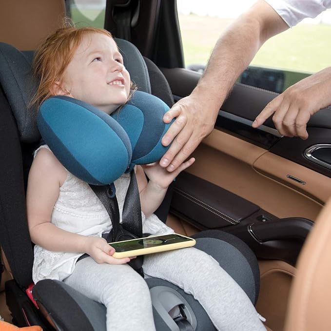 INFANZIA Chin Supporting Travel Neck Pillow, Comfortably Supports and Helps Support Head and Neck - Gifts for Toddler/Child/Kids, Blue-CubbioJoy