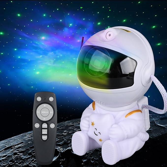 Astronaut Star Projector, Star Projector Galaxy Light for Kids，8 Modes Remote and 270° Adjustable Led Lights for Bedroom, Girls Room Decoration, Home Theater, Ceiling, Timer(Original White)-CubbioJoy