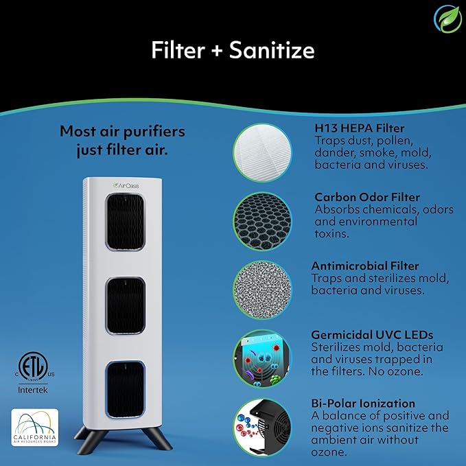 Air Oasis iAdaptAir 2.0 H13 HEPA Filter Air Purifier Reduces 99% of Viruses, Mold, Dust, Smoke, Pollen & Odors Quietest on The Market WiFi Compatible 3,975 Sq Ft of Clean Air-CubbioJoy