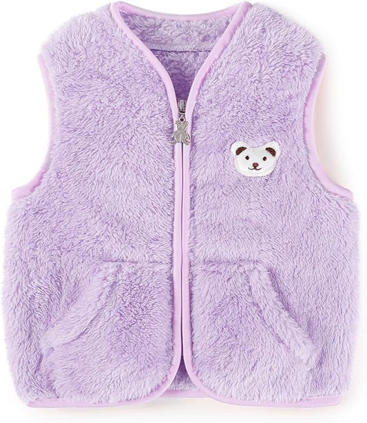 Baby Boys Girls Fleece Vest Zip Up Cute Bear Jackets Fuzzy Fall Winter Warm Clothes Newborn Outwear for Toddler Infant-CubbioJoy