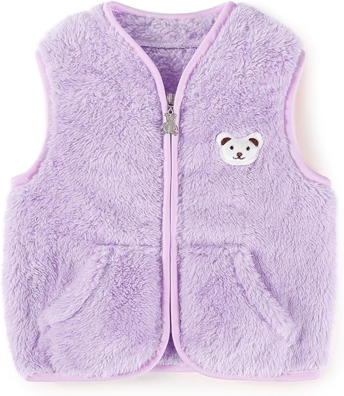 Baby Boys Girls Fleece Vest Zip Up Cute Bear Jackets Fuzzy Fall Winter Warm Clothes Newborn Outwear for Toddler Infant-CubbioJoy