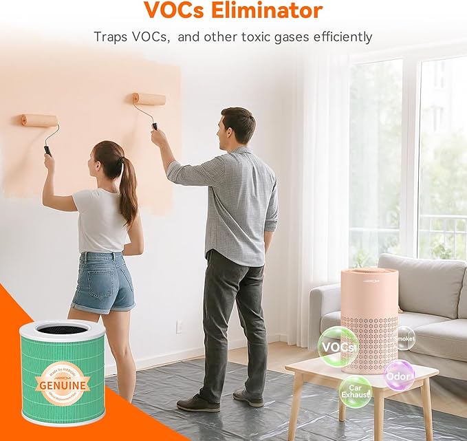 AIRROMI Air Purifier for Bedroom with HEPA 3-in-1 Filter, Pet Air Purifier for Home Cat Pee Smell, Covers Upto 990 Ft², Quiet 360°intake Air Cleaner for pet hair,allergies,Dust,Smoke A2001 Orange-CubbioJoy