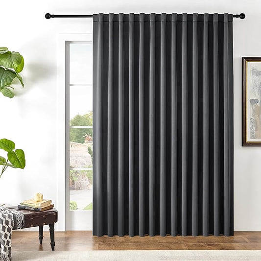 Joydeco Custom Blackout Curtains for Bedroom, 1 Panel Room Darkening Curtains & Drapes for Living Room Window Rod Pocket Back Tab (Custom Size,Dark Grey)-CubbioJoy