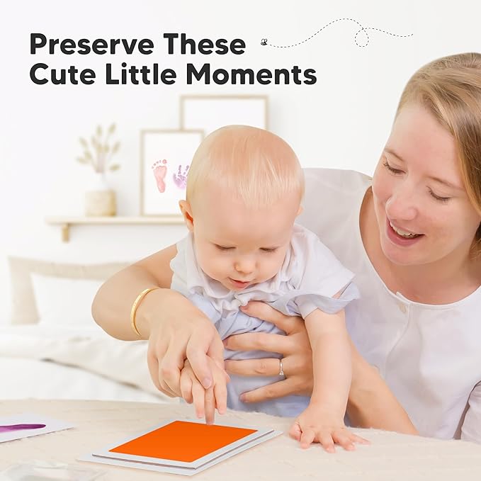 4-Pack Inkless Baby Hand and Footprint Kit - Mess Free Ink Pad for Newborn Keepsake, Dog Nose & Paw Print Kit, Clean Touch Ink Pad for Baby Hand & Footprints, Ideal New Mom Gifts (Halloween, L)-CubbioJoy