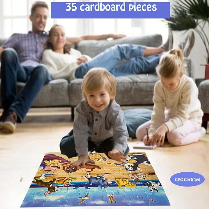 Jumbo Floor Puzzle for Kids, Large Jigsaw Puzzles 35 Piece for Kids Ages 3-5,Preschool Learning & Education Toys, Gifts for 4-8 Year Old Boys and Girls (Dog Animals)-CubbioJoy