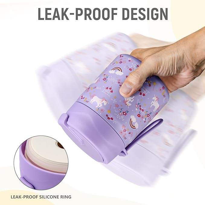 17oz Soup Thermo for Hot Food Kids Insulated Vacuum Food Jar with Stainless Steel Spoon Wide Mouth Thermo Leakproof Lunch Food Container Kids Hot Lunch Box (Purple-Horse)-CubbioJoy