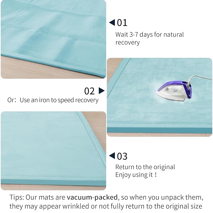 ACOMOPACK Baby Play Mat for Floor 1.3" Thick Memory Foam Play Mat 59"×71" Tummy Time Crawling with Non-Slip Bottom for Living Room,Nursery,Soft Velvet Playpen Mats for Kids,Infants（Light Blue）-CubbioJoy