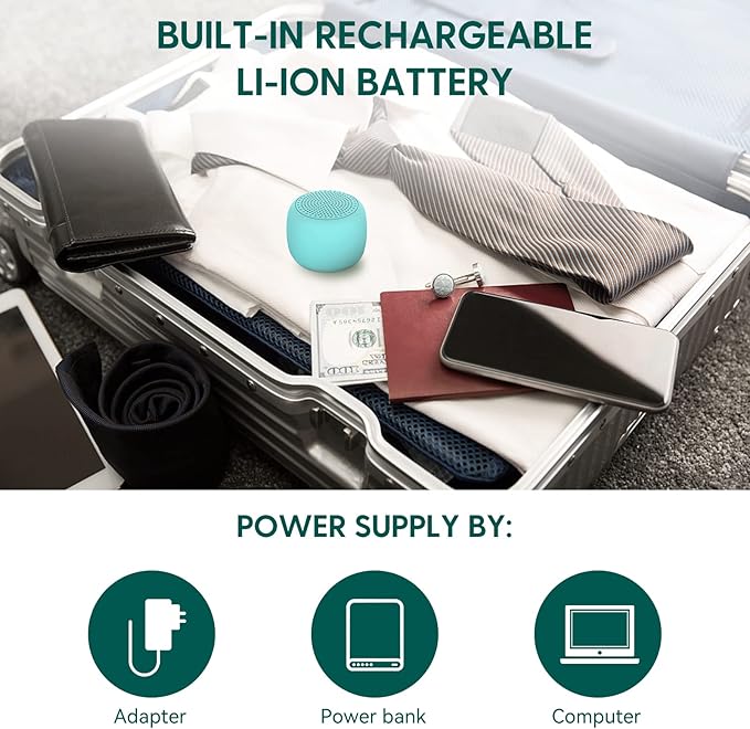 Babelio White Noise Sound Machine for Adults Kids Baby, Mini, 15 Non-looping Sounds, Timer, Memory Function, Easy to Pocket and Travel Cyan-CubbioJoy