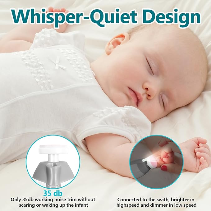 Baby Nail Trimmer Electric, 6 in 1 Rechargeable Baby Nail Clippers Manicure Set Grooming Kit for Toddler Infant or Adults (Grey)-CubbioJoy