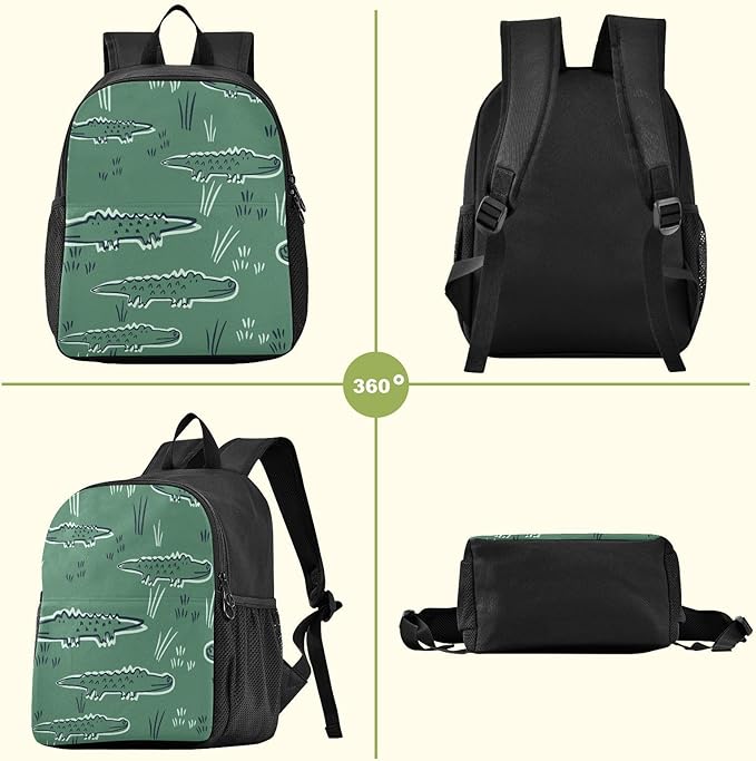 Cute Alligator Crocodile Toddler Backpack Waterproof Mini Backpack Boys/Girls Cute Small Backpack Kindergarten Pre School Bags (M-CubbioJoy