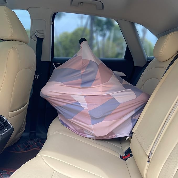 Carseat Cover Boy and Girls - Multi-use Nursing Car Seat Canopy Cover for Breastfeeding, Infant Stroller Cover, High Chair Cover (Baby Pink)-CubbioJoy