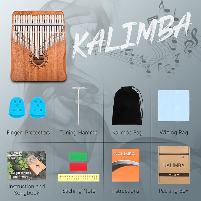 Kalimba Thumb Piano,YUNDIE Portable 21 Keys Mbira Finger Piano with Tune Hammer and Study Instruction,Musical Instruments Gift for Kid Adult Beginners Professional(Brown)-CubbioJoy
