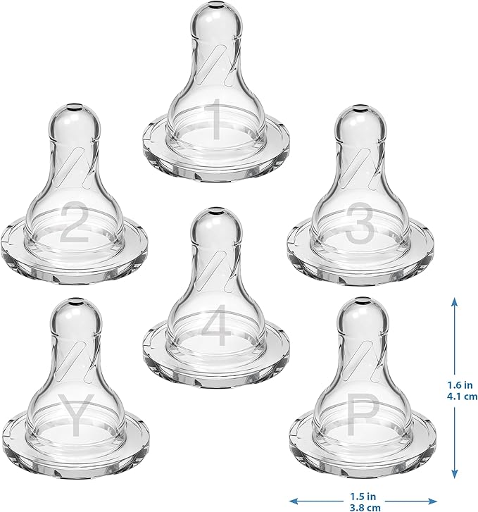 Dr. Brown’s Natural Flow Level 2 Narrow Baby Bottle Silicone Nipple, Medium Flow, 3m+, 100% Silicone Bottle Nipple, 6 Count-CubbioJoy